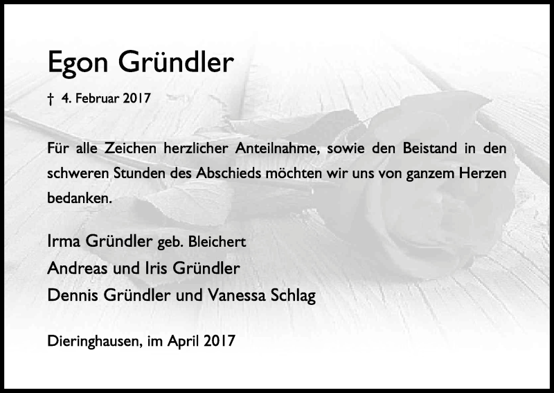  Traueranzeige für Egon Gründler vom 12.04.2017 aus Kölner Stadt-Anzeiger / Kölnische Rundschau / Express
