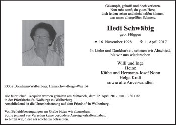 Anzeige von Hedi Schwäbig von  Schlossbote/Werbekurier 