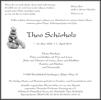 Anzeige von Theo Schürholz von Kölner Stadt-Anzeiger / Kölnische Rundschau / Express