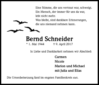 Anzeige von Bernd Schneider von Kölner Stadt-Anzeiger / Kölnische Rundschau / Express