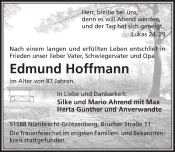 Anzeige von Edmund Hoffmann von  Lokalanzeiger 