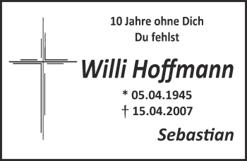 Anzeige von Willi Hoffmann von  Kölner Wochenspiegel 