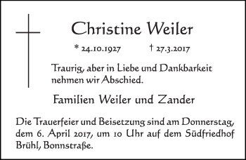 Anzeige von Christine Weiler von  Schlossbote/Werbekurier 