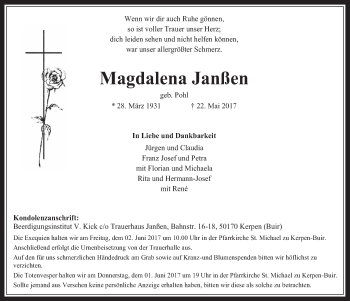 Anzeige von Magdalena Janßen von  Werbepost 