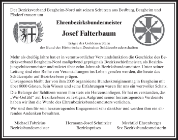 Anzeige von Josef Falterbaum von  Sonntags-Post 