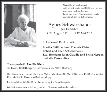 Anzeige von Agnes Schwarzbauer von  Werbepost 