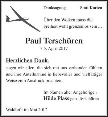 Anzeige von Paul Terschüren von  Lokalanzeiger 