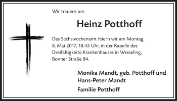 Anzeige von Heinz Potthoff von  Schlossbote/Werbekurier 
