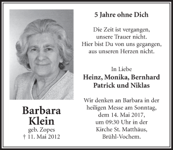 Anzeige von Barbara Klein von  Schlossbote/Werbekurier 