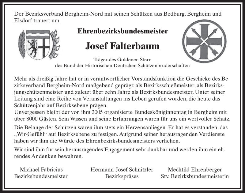  Traueranzeige für Josef Falterbaum vom 20.05.2017 aus  Sonntags-Post 