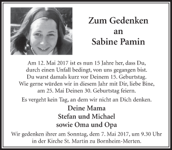 Anzeige von Sabine Pamin von  Schlossbote/Werbekurier 