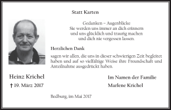 Anzeige von Heinz Krichel von  Werbepost 