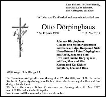 Anzeige von Otto Dörpinghaus von Kölner Stadt-Anzeiger / Kölnische Rundschau / Express