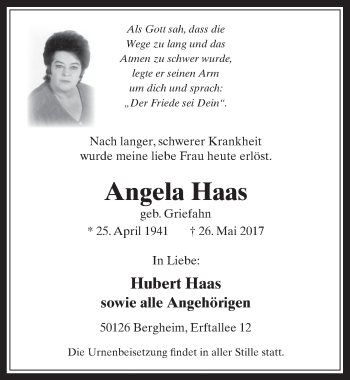 Anzeige von Angela Haas von  Werbepost 