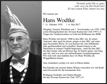 Anzeige von Hans Wodtke von  Extra Blatt 