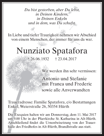 Anzeige von Nunziato Spatafora von  Wochenende 