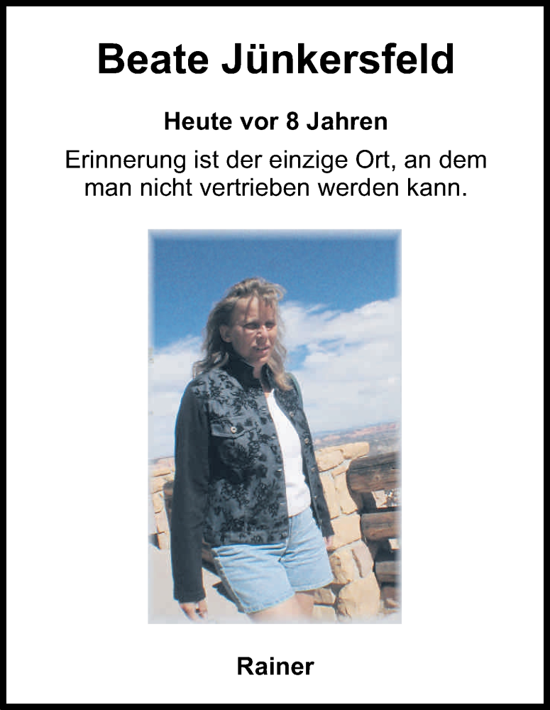  Traueranzeige für Beate Jünkersfeld vom 18.07.2023 aus Kölner Stadt-Anzeiger / Kölnische Rundschau / Express