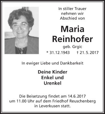 Anzeige von Maria Reinhofer von  Lokale Informationen 