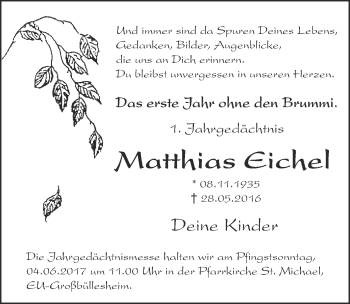 Anzeige von Mattkias Eichel von  Blickpunkt Euskirchen 