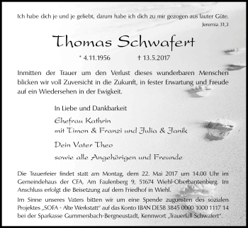 Anzeige von Thomas Schwafert von Kölner Stadt-Anzeiger / Kölnische Rundschau / Express