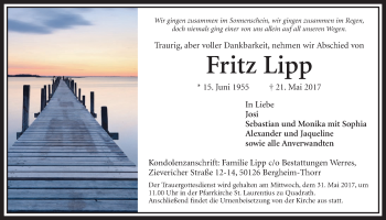 Anzeige von Fritz Lipp von  Sonntags-Post 