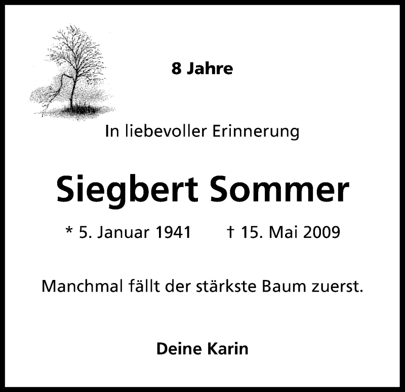  Traueranzeige für Siegbert Sommer vom 15.05.2017 aus Kölner Stadt-Anzeiger / Kölnische Rundschau / Express