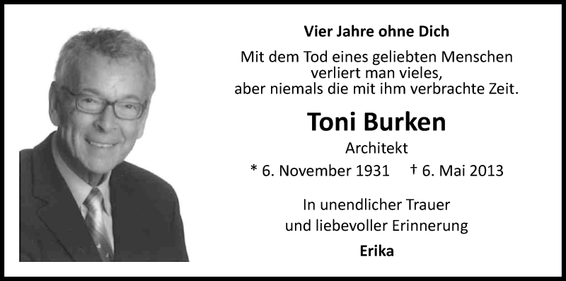 Traueranzeige für Toni Burken vom 06.05.2017 aus Kölner Stadt-Anzeiger / Kölnische Rundschau / Express