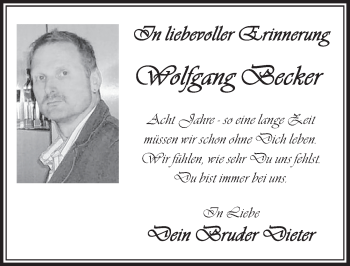 Anzeige von Wolfgang Becker von  Schlossbote/Werbekurier 