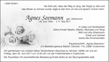 Anzeige von Agnes Seemann von  Blickpunkt Euskirchen 