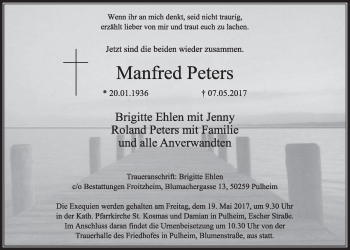 Anzeige von Manfred Peters von  Sonntags-Post 