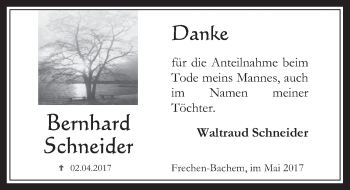 Anzeige von Waltraud Schneider von  Wochenende 