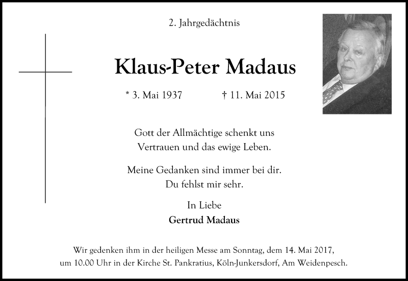  Traueranzeige für Klaus-Peter Madaus vom 18.07.2023 aus Kölner Stadt-Anzeiger / Kölnische Rundschau / Express