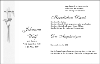 Anzeige von Johann Wolf von  Blickpunkt Euskirchen 