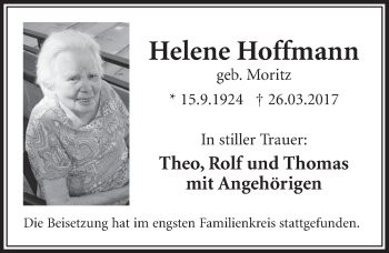 Anzeige von Helene Hoffmann von  Schlossbote/Werbekurier 