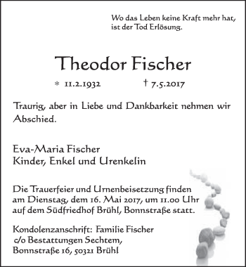 Anzeige von Theodor Fischer von  Schlossbote/Werbekurier 