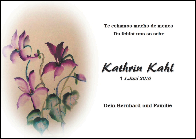  Traueranzeige für Kathrin Kahl vom 01.06.2017 aus Kölner Stadt-Anzeiger / Kölnische Rundschau / Express