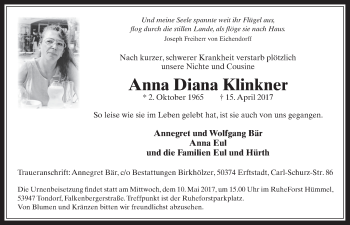 Anzeige von Anna Diana Klinkner von  Werbepost 