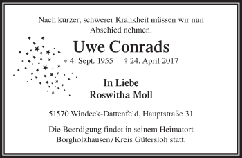 Anzeige von Uwe Conrads von  Lokalanzeiger 