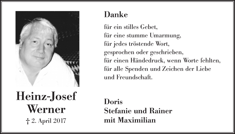  Traueranzeige für Heinz-Josef Werner vom 03.05.2017 aus  Extra Blatt 