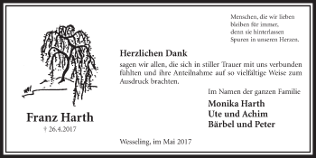 Anzeige von Franz Harth von  Schlossbote/Werbekurier 
