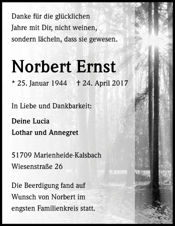 Anzeige von Norbert Ernst von Kölner Stadt-Anzeiger / Kölnische Rundschau / Express
