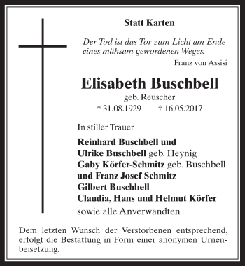 Anzeige von Elisabeth Buschbell von  Werbepost 