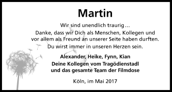 Anzeige von Martin  von Kölner Stadt-Anzeiger / Kölnische Rundschau / Express