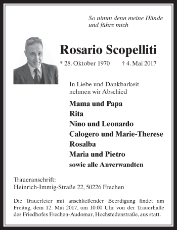 Anzeige von Rosario Scopelliti von  Wochenende 