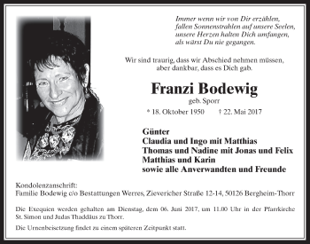 Anzeige von Franzi Bodewig von  Werbepost 