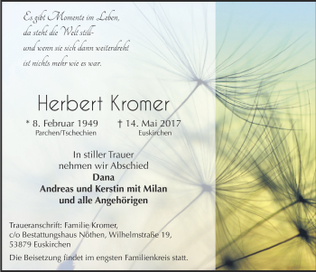 Anzeige von Herbert Kromer von  Blickpunkt Euskirchen 