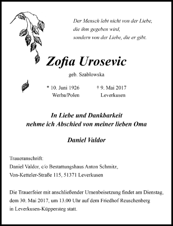 Anzeige von Zofia Urosevic von  Lokale Informationen 