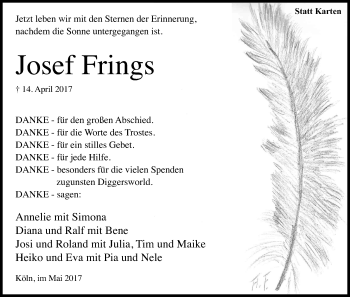 Anzeige von Josef Frings von Kölner Stadt-Anzeiger / Kölnische Rundschau / Express