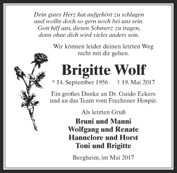 Anzeige von Brigitte Wolf von  Werbepost 