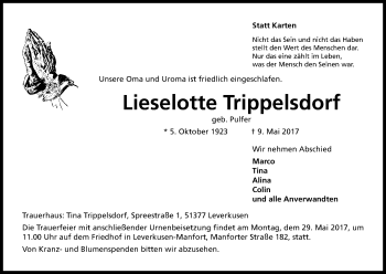 Anzeige von Lieselotte Trippelsdorf von Kölner Stadt-Anzeiger / Kölnische Rundschau / Express